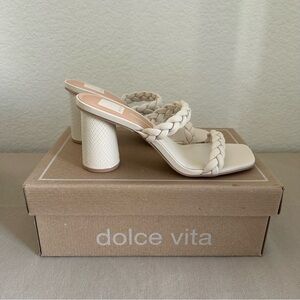 Dolce Vita Woven Ivory/White Block Heel